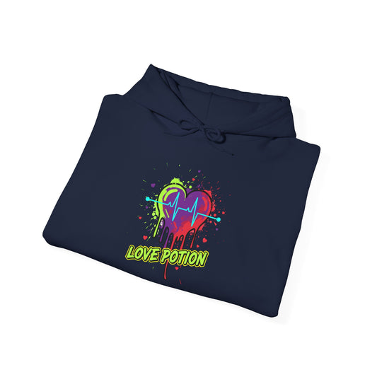 Neon Drip Heart Love Potion Hoodie | Vibrant EKG Graphic
