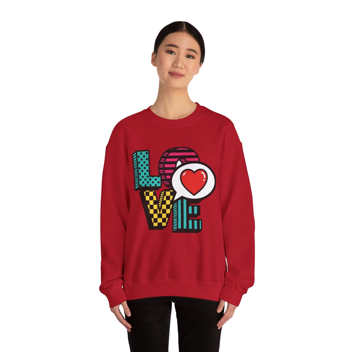 Pop Art LOVE Heart Sweater | Graphic Typography crewneck