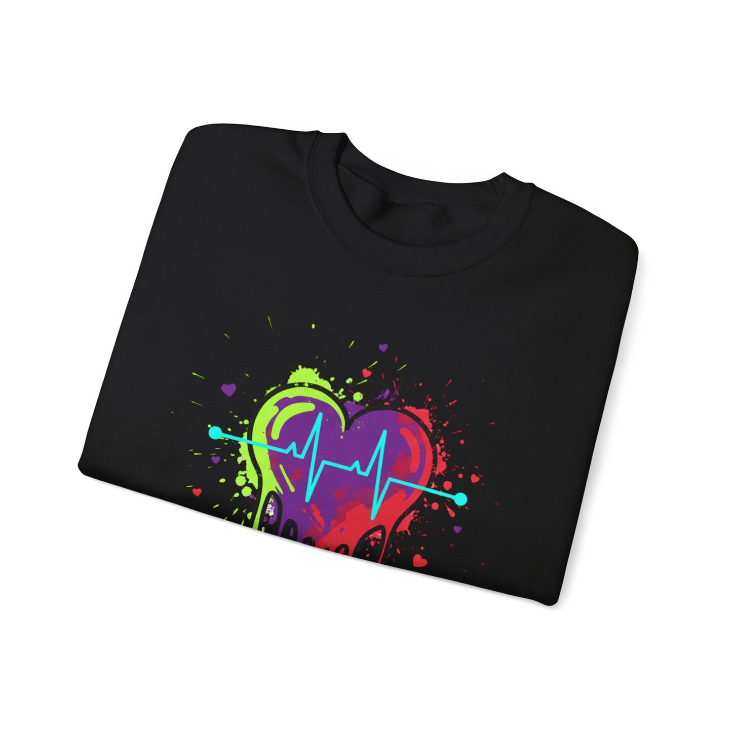 Neon Drip Heart Love Potion sweater | Vibrant EKG Graphic