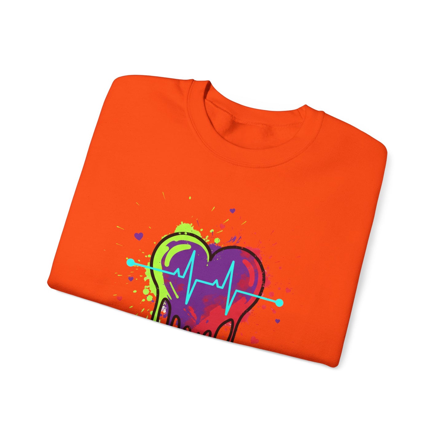 Neon Drip Heart Love Potion sweater | Vibrant EKG Graphic