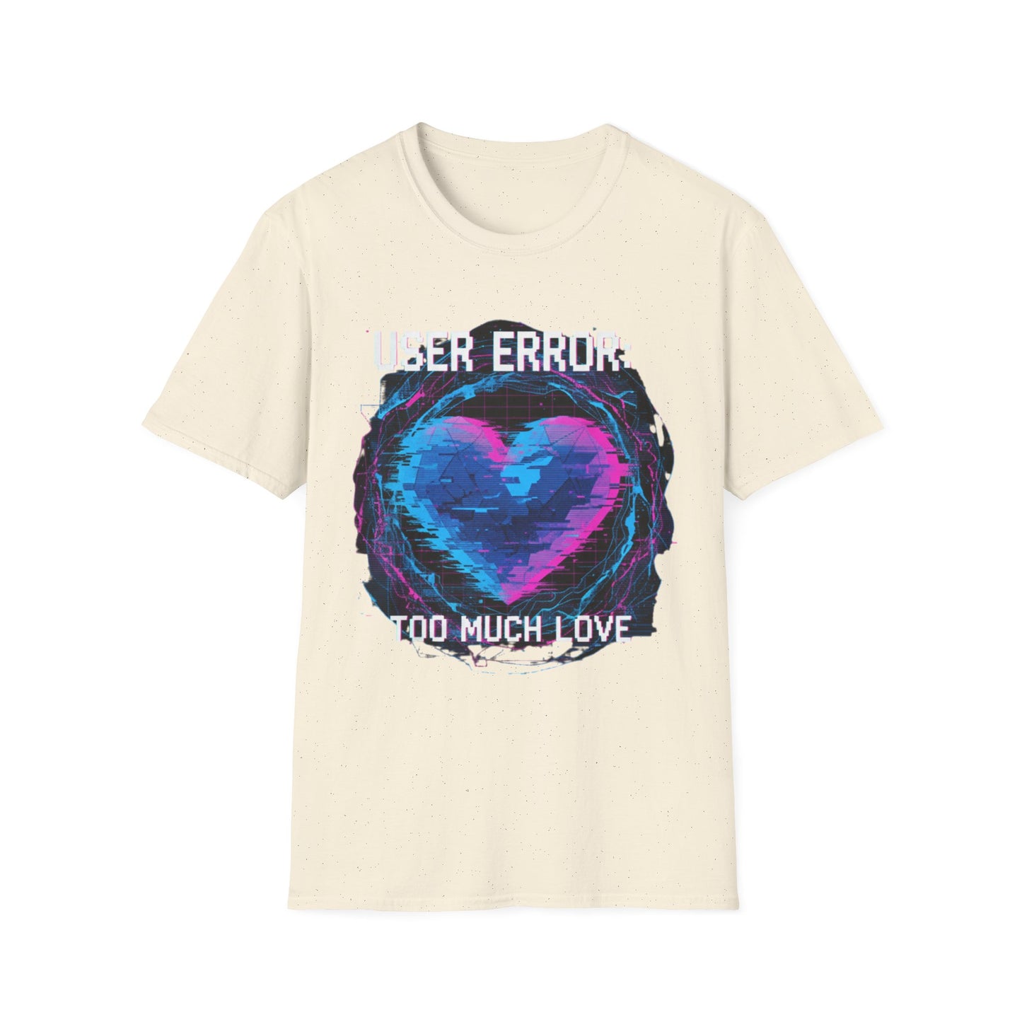 Glitch Heart Too Much Love T-Shirt | Vaporwave Retro Pixel Heart Tee