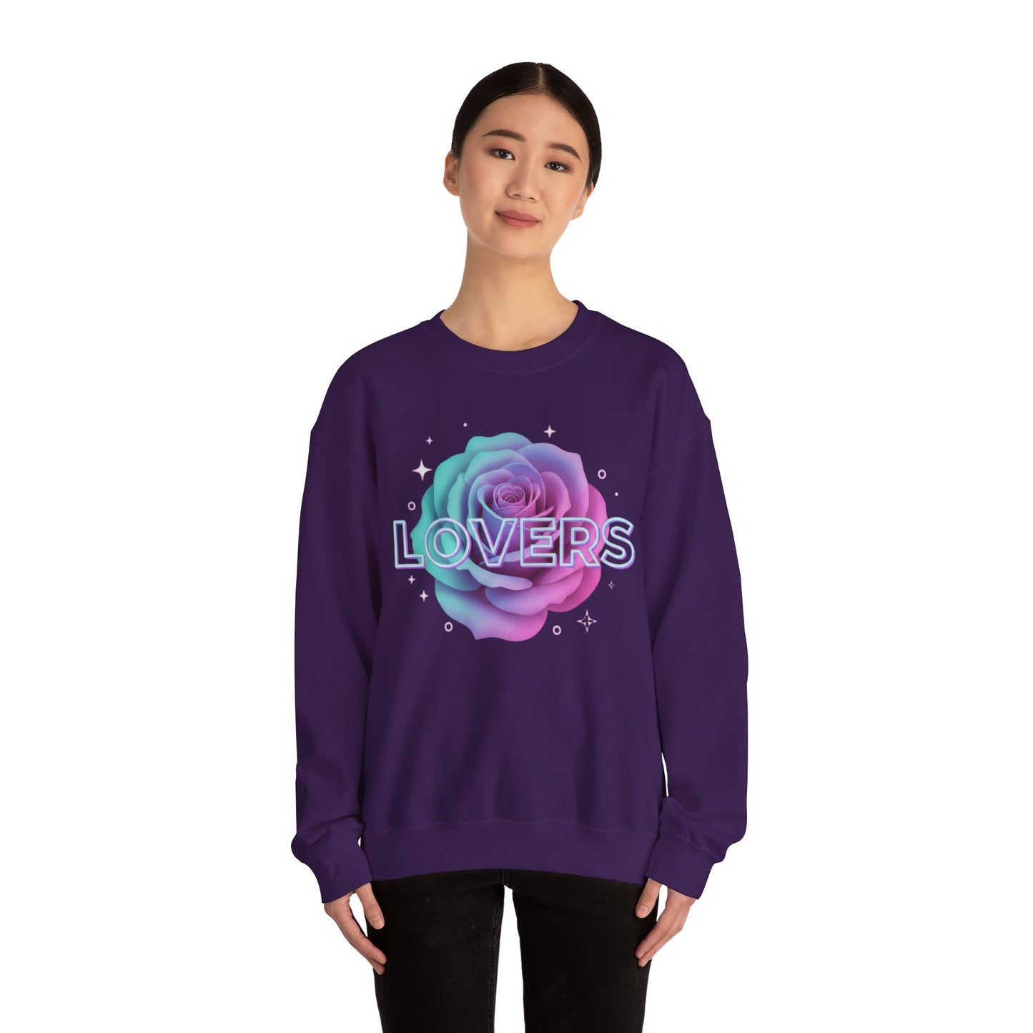 Gradient Rose Lovers Sweater | Pastel Floral Typography