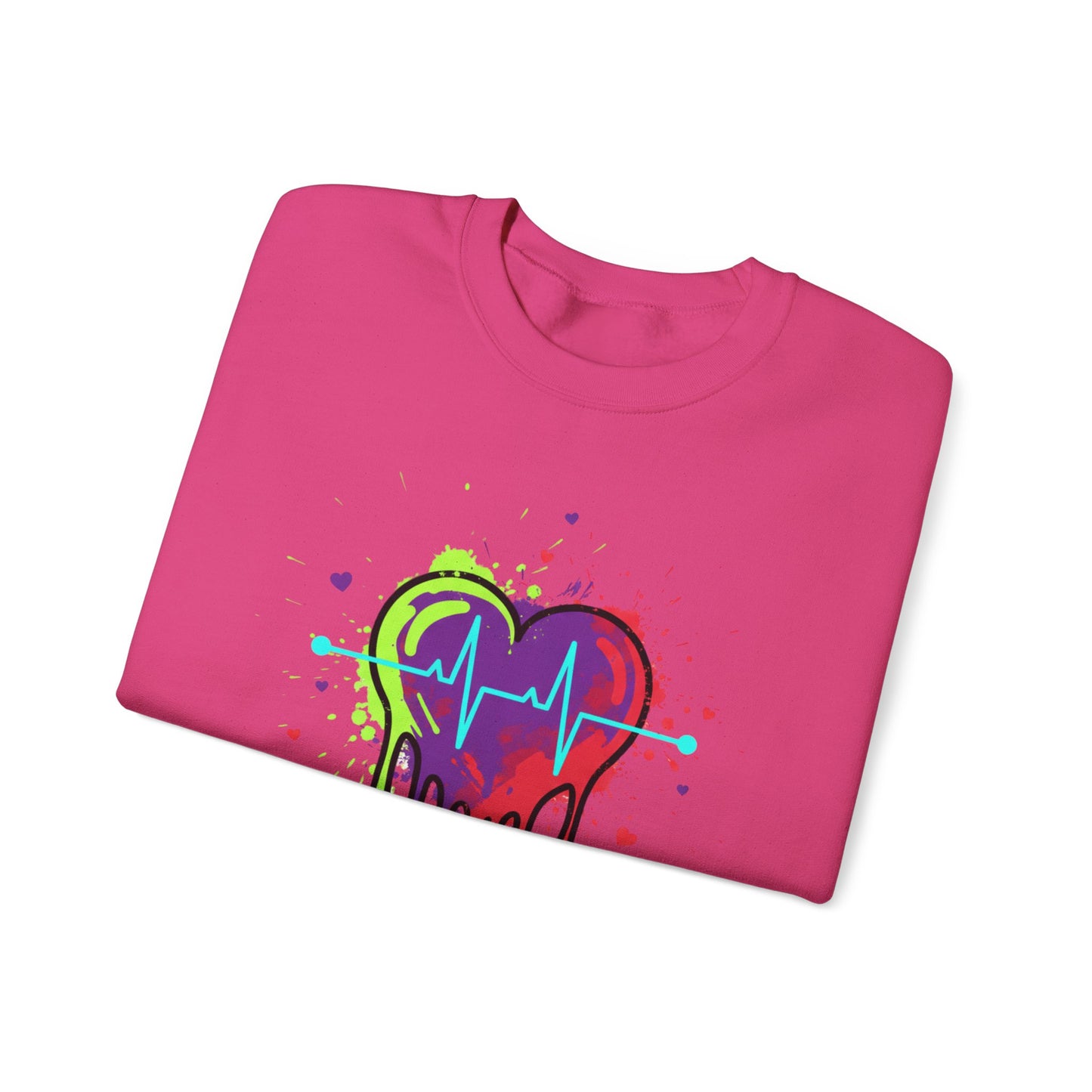 Neon Drip Heart Love Potion sweater | Vibrant EKG Graphic