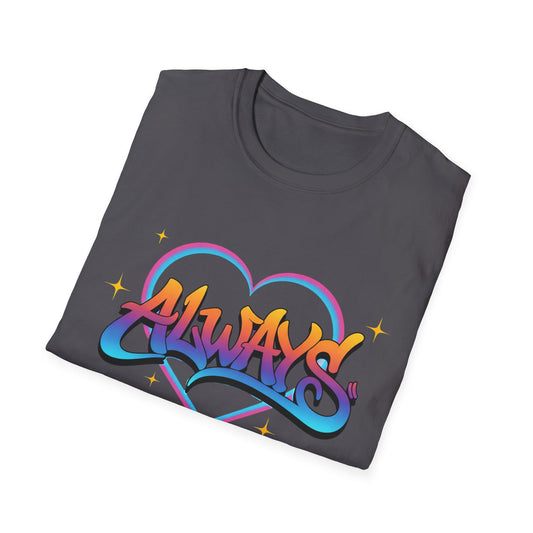 Always Love graffiti design T-Shirt | colorful script heart