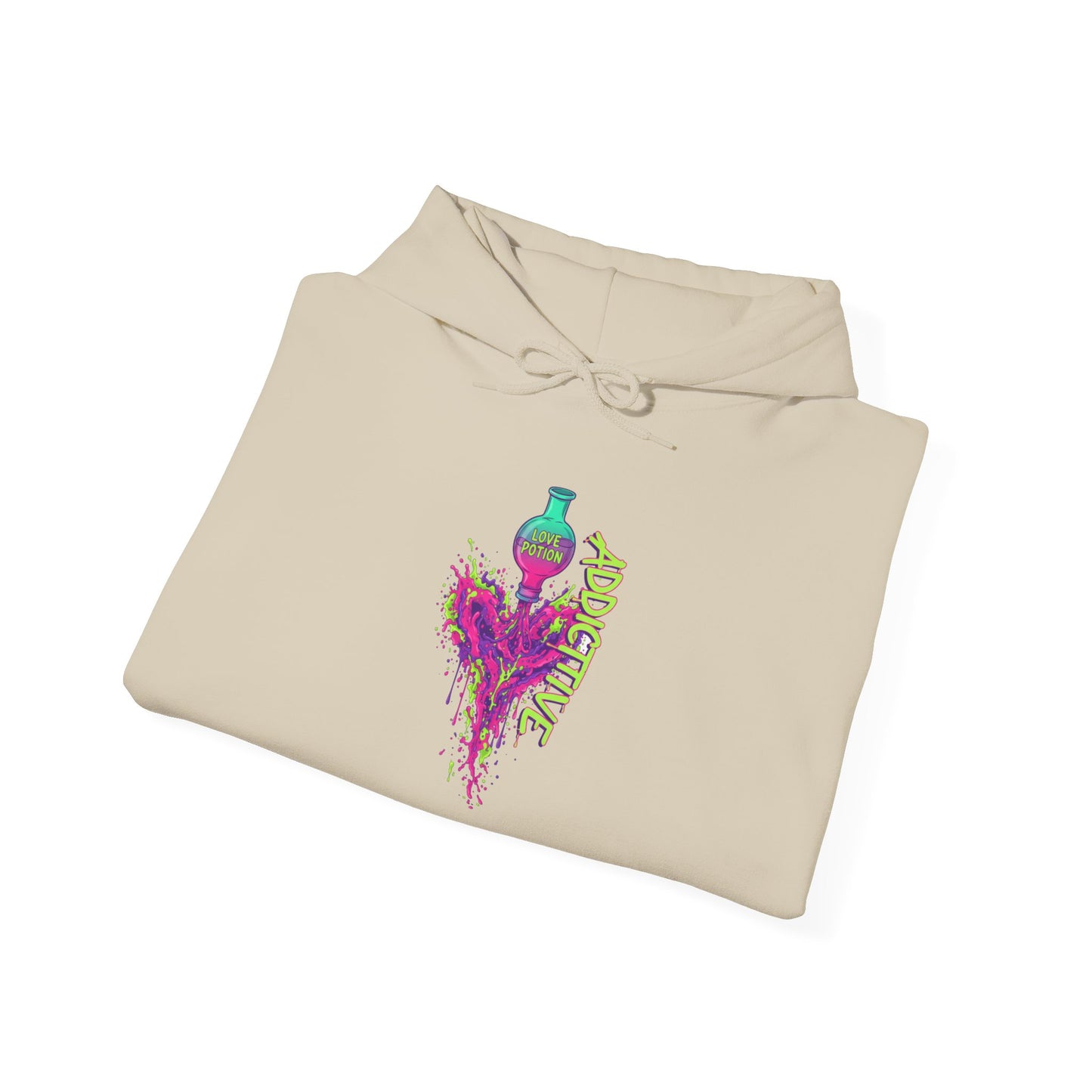 Love Potion Heart Splash Hoodie | Addictive Neon Potion Design