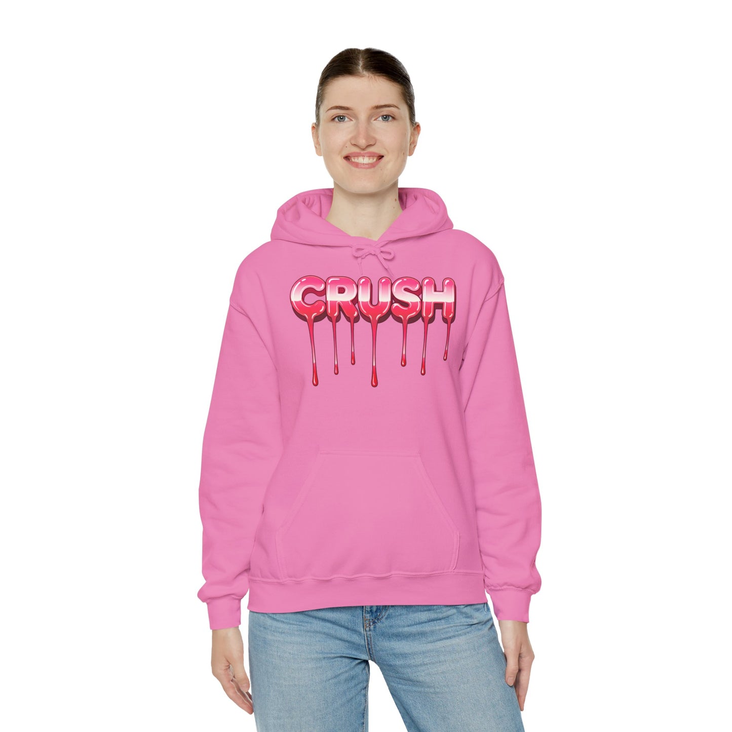 Dripping 'CRUSH' Graphic Hoodie | Candy Pink Drip Lettering