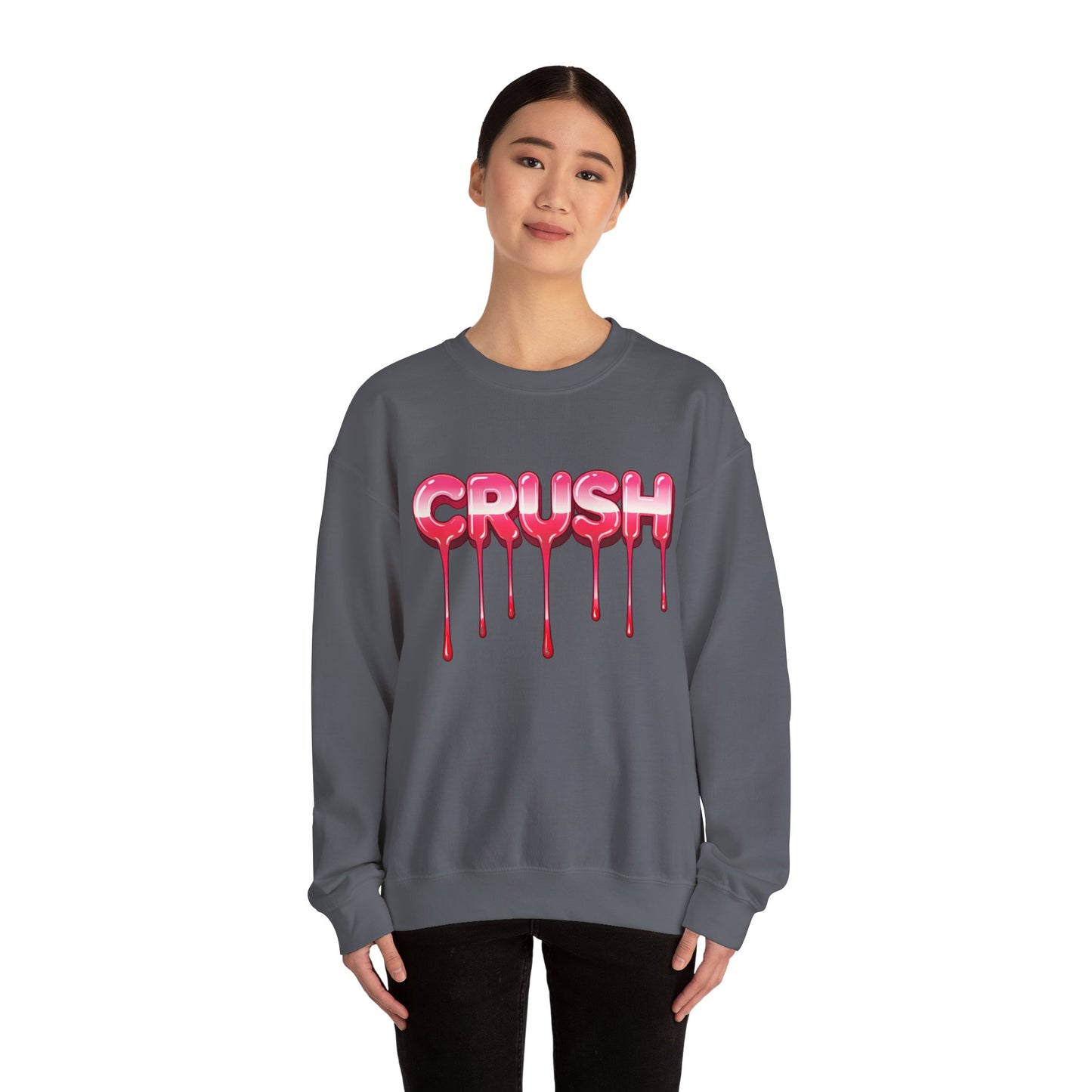Dripping Pink 'CRUSH' Graphic sweater | Candy Heart Typography Tee