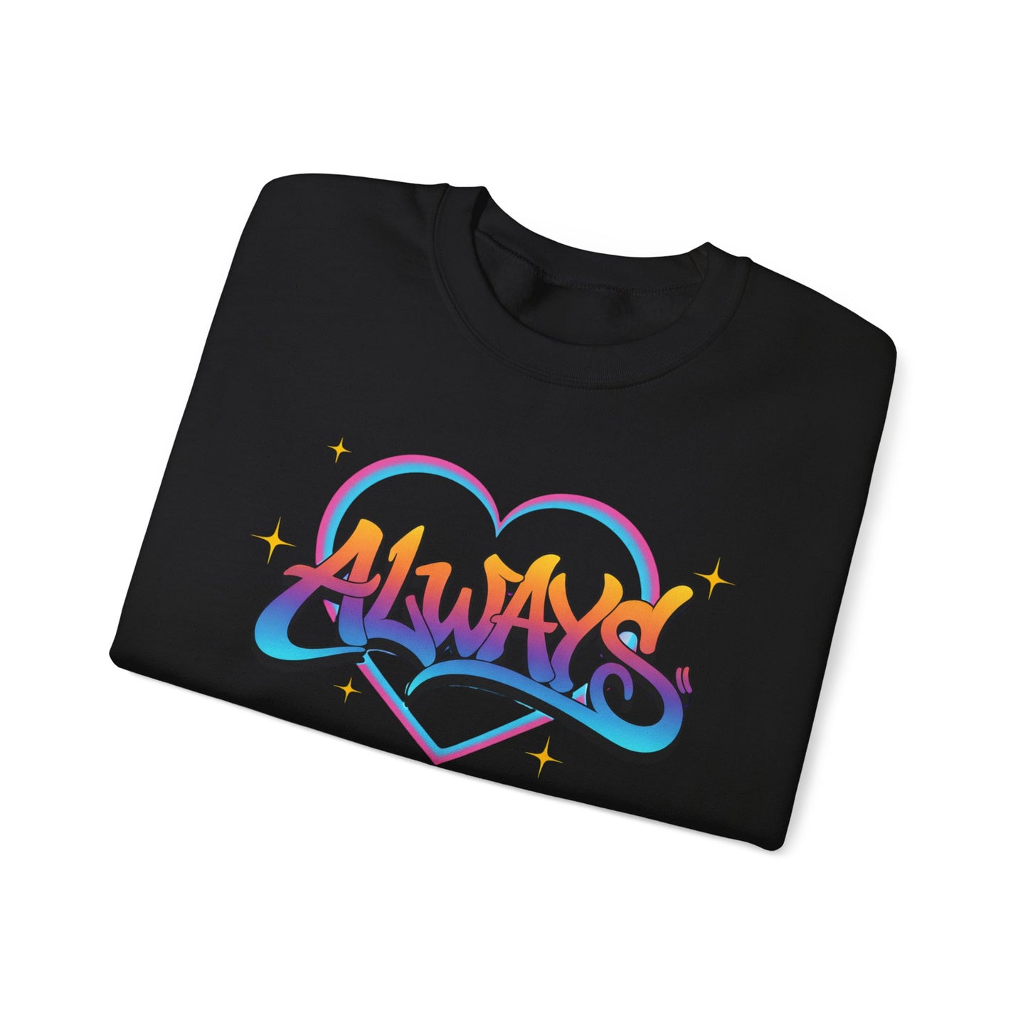 Always Love graffiti design Sweater | colorful script heart
