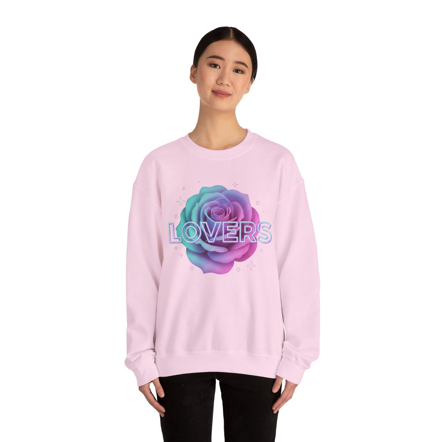 Gradient Rose Lovers Sweater | Pastel Floral Typography
