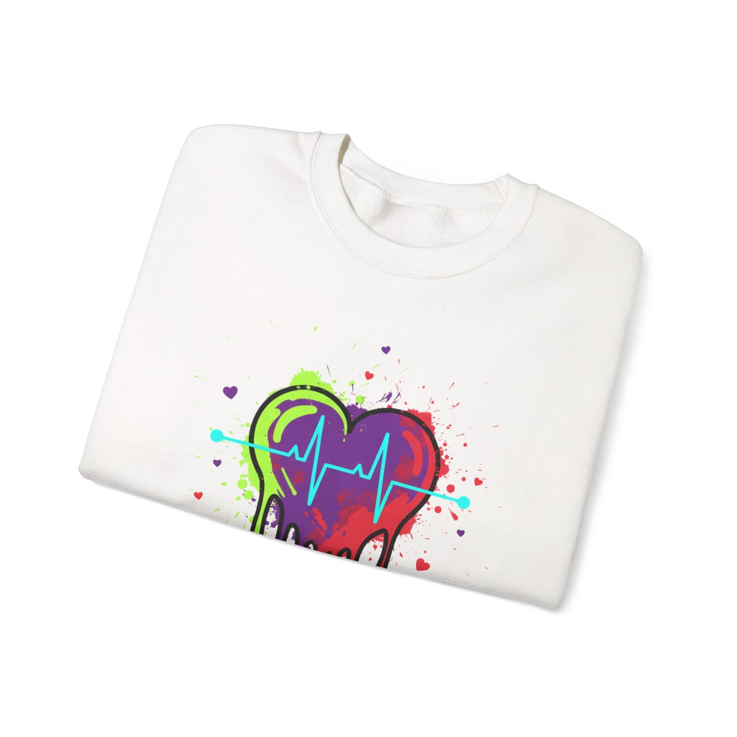 Neon Drip Heart Love Potion sweater | Vibrant EKG Graphic