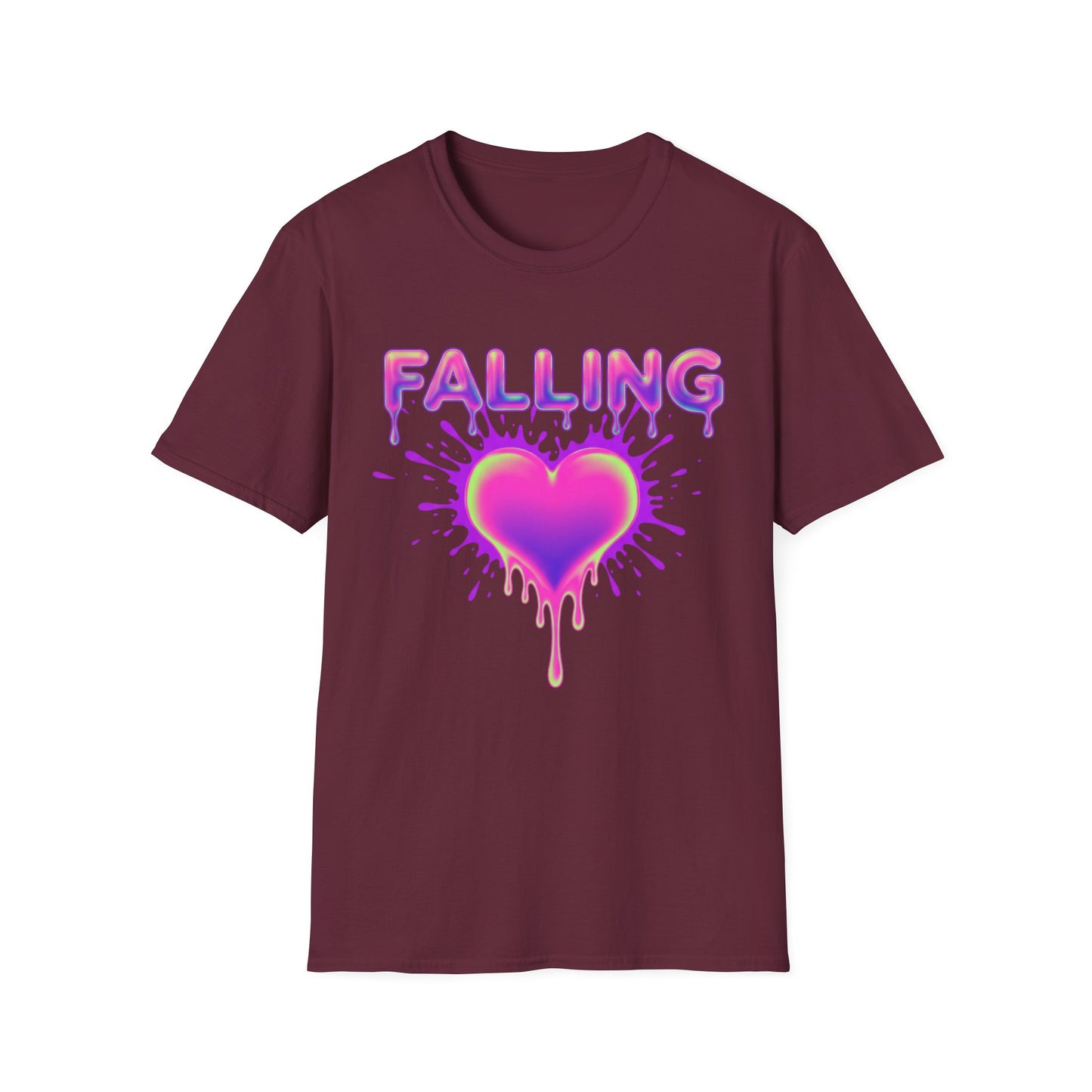 Falling Drip Heart T-Shirt | Neon Pink Purple Splash