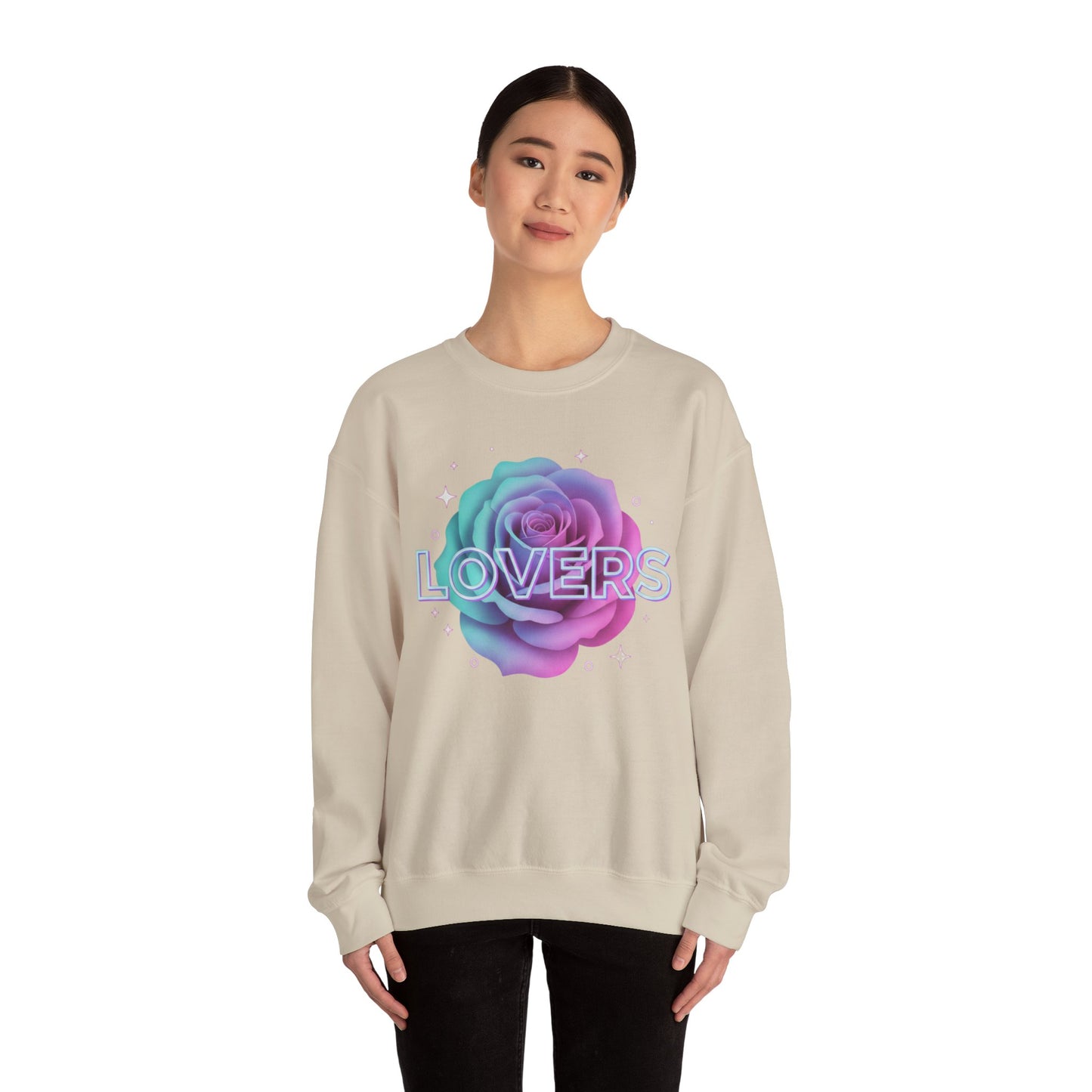 Gradient Rose Lovers Sweater | Pastel Floral Typography