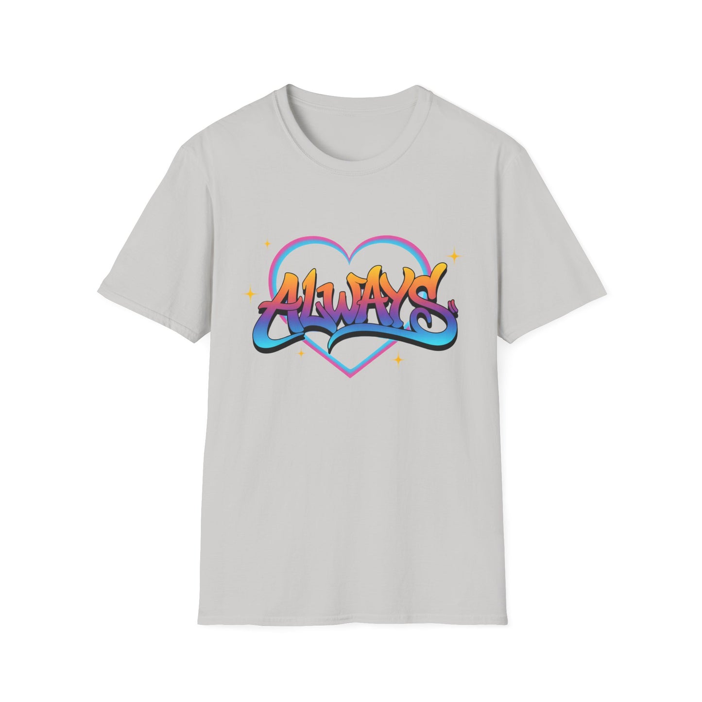 Always Love graffiti design T-Shirt | colorful script heart