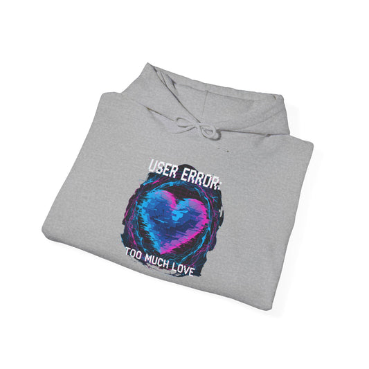 Glitch Heart Graphic Hoodie | Vaporwave Neon Heart, Too Much Love