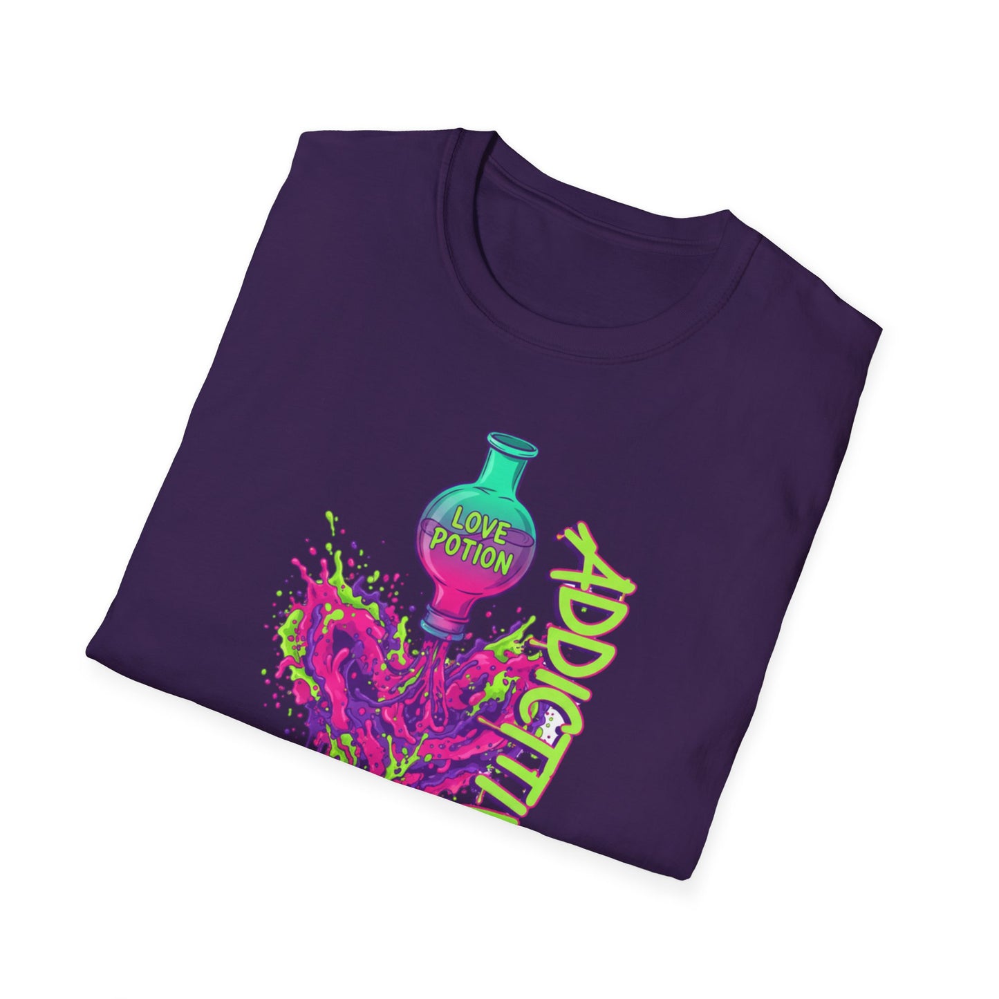 Love Potion Heart Splash T-Shirt | Addictive Neon Potion Design