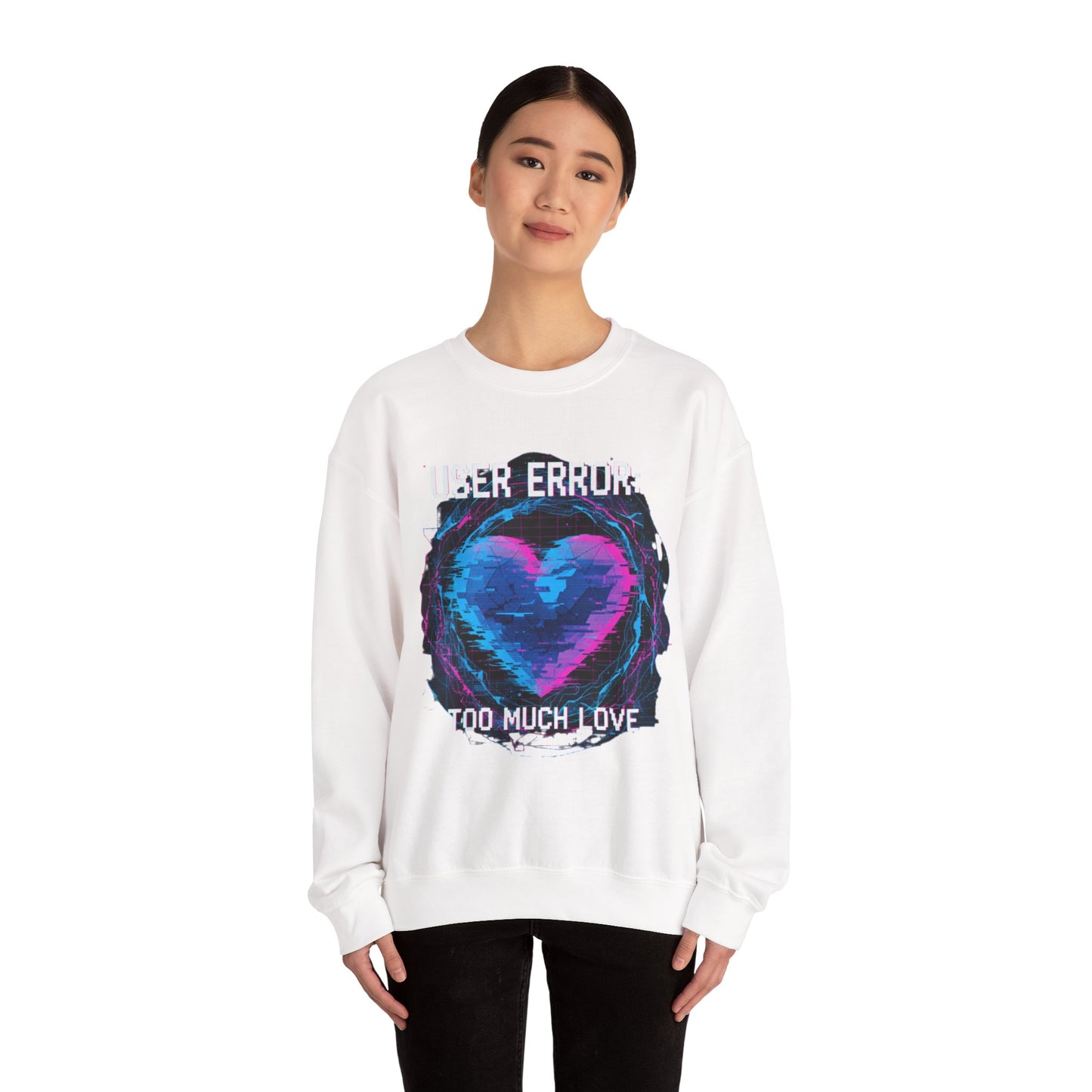 Glitch Heart Too Much Love Sweater | Vaporwave Retro Pixel Heart sweater
