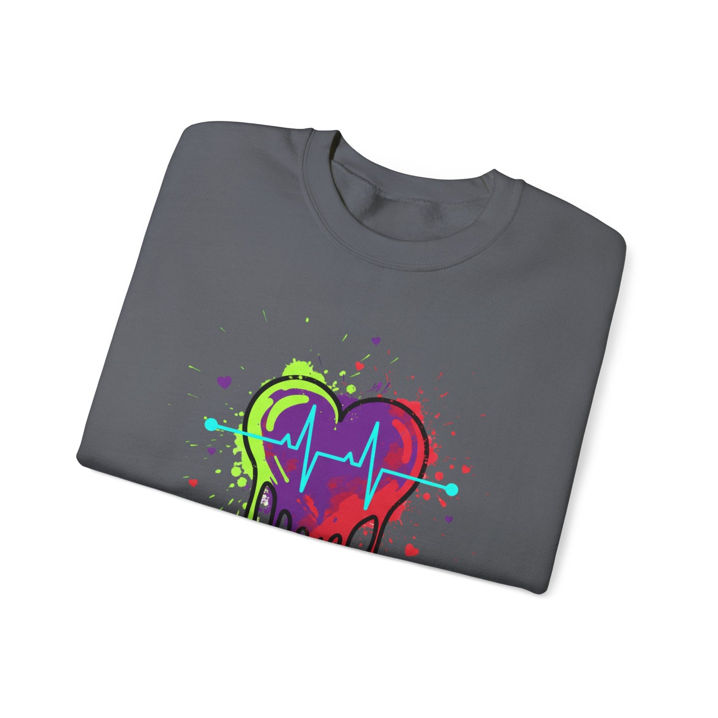 Neon Drip Heart Love Potion sweater | Vibrant EKG Graphic