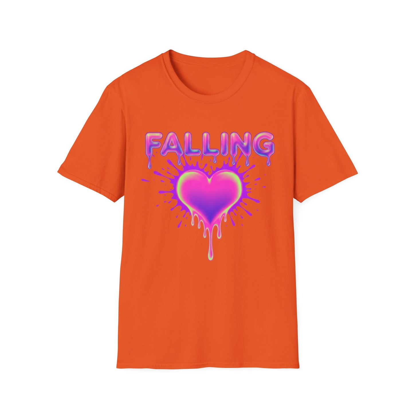 Falling Drip Heart T-Shirt | Neon Pink Purple Splash