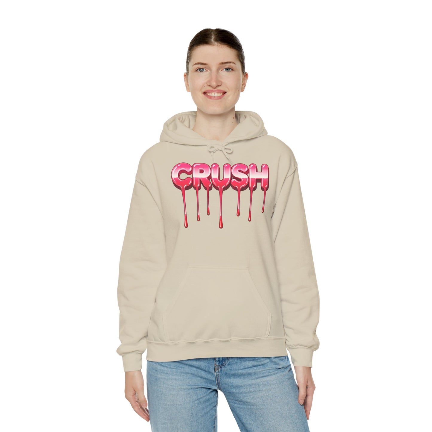 Dripping 'CRUSH' Graphic Hoodie | Candy Pink Drip Lettering