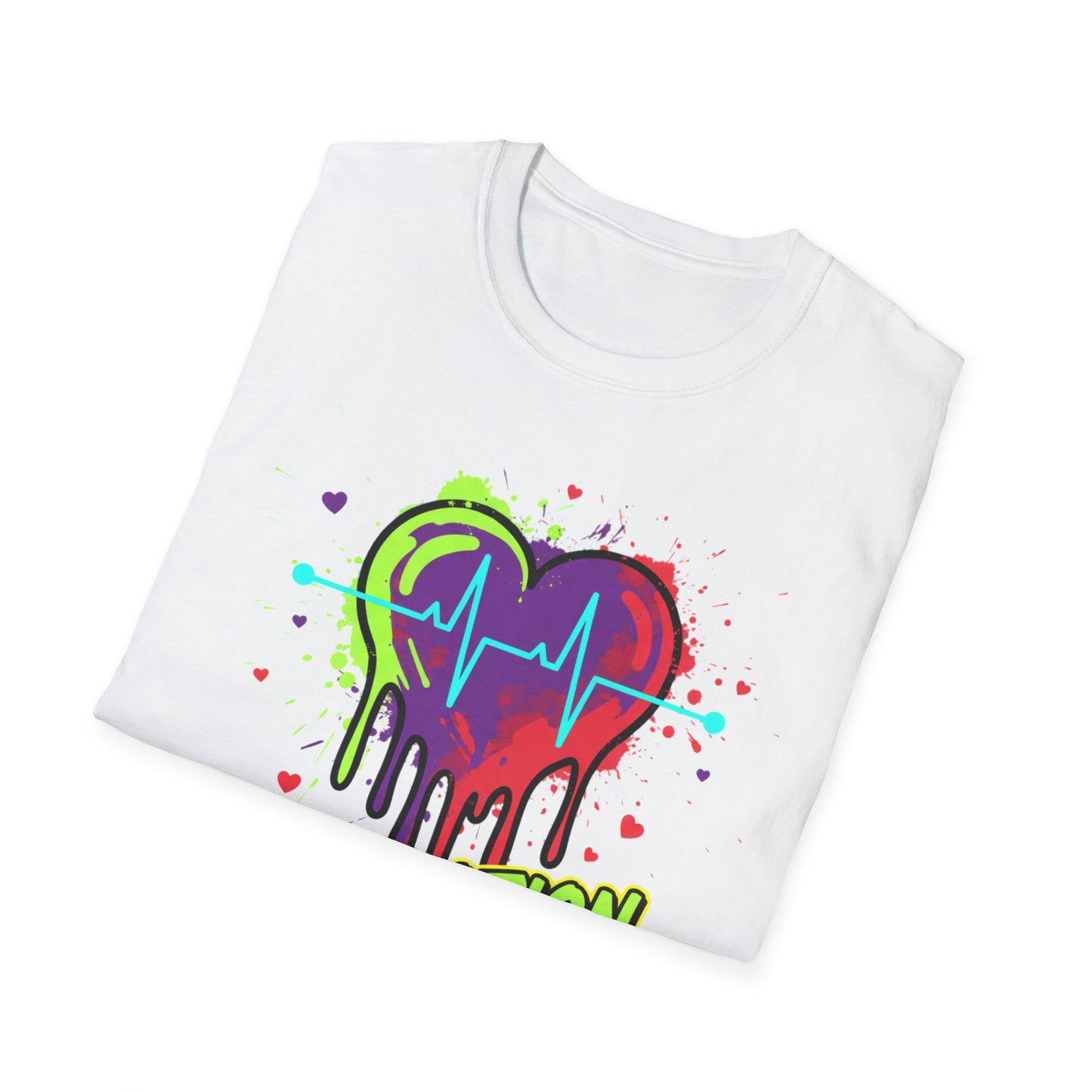 Neon Drip Heart Love Potion T-Shirt | Vibrant EKG Graphic