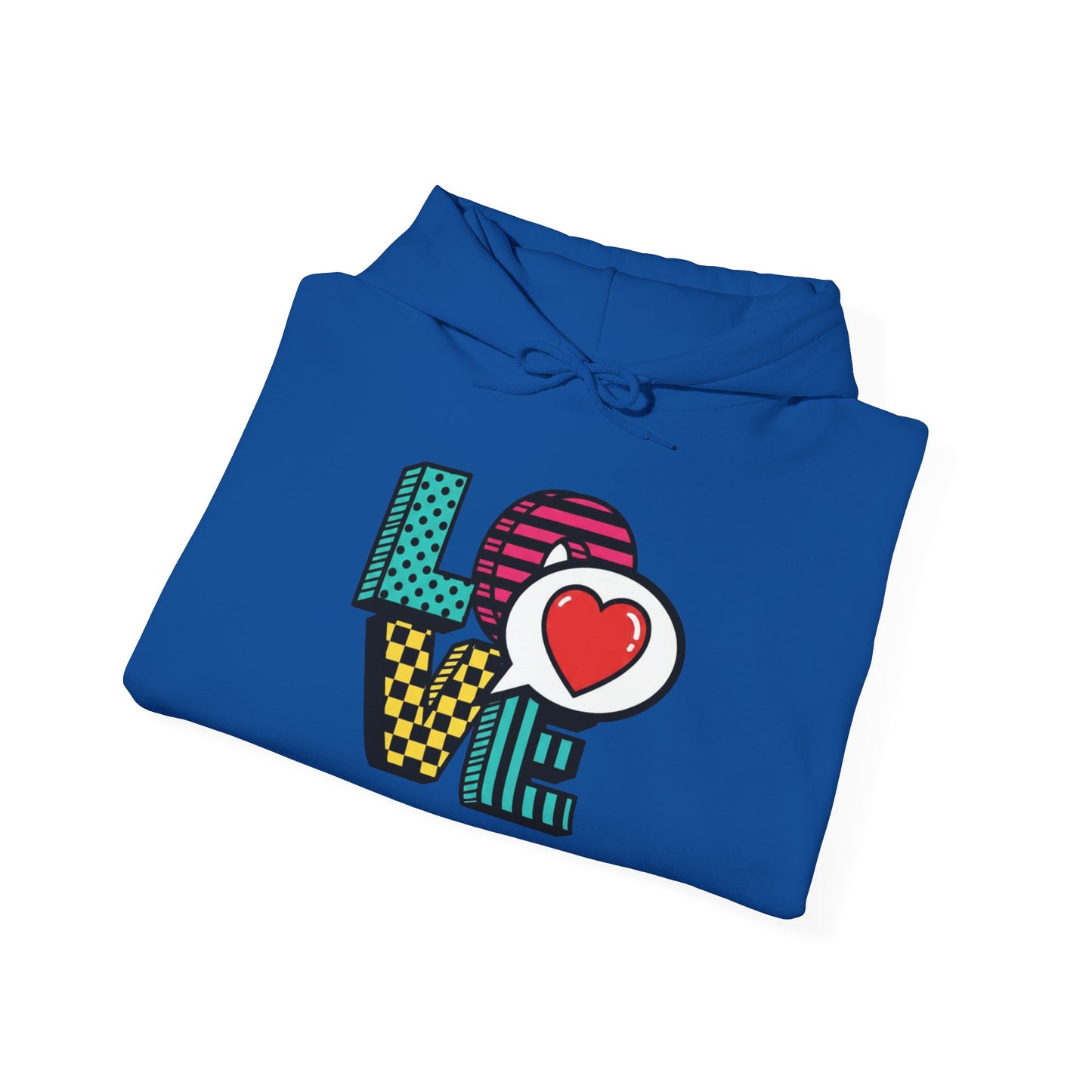 Pop Art LOVE Hoodie | Colorful Retro Heart Lettering