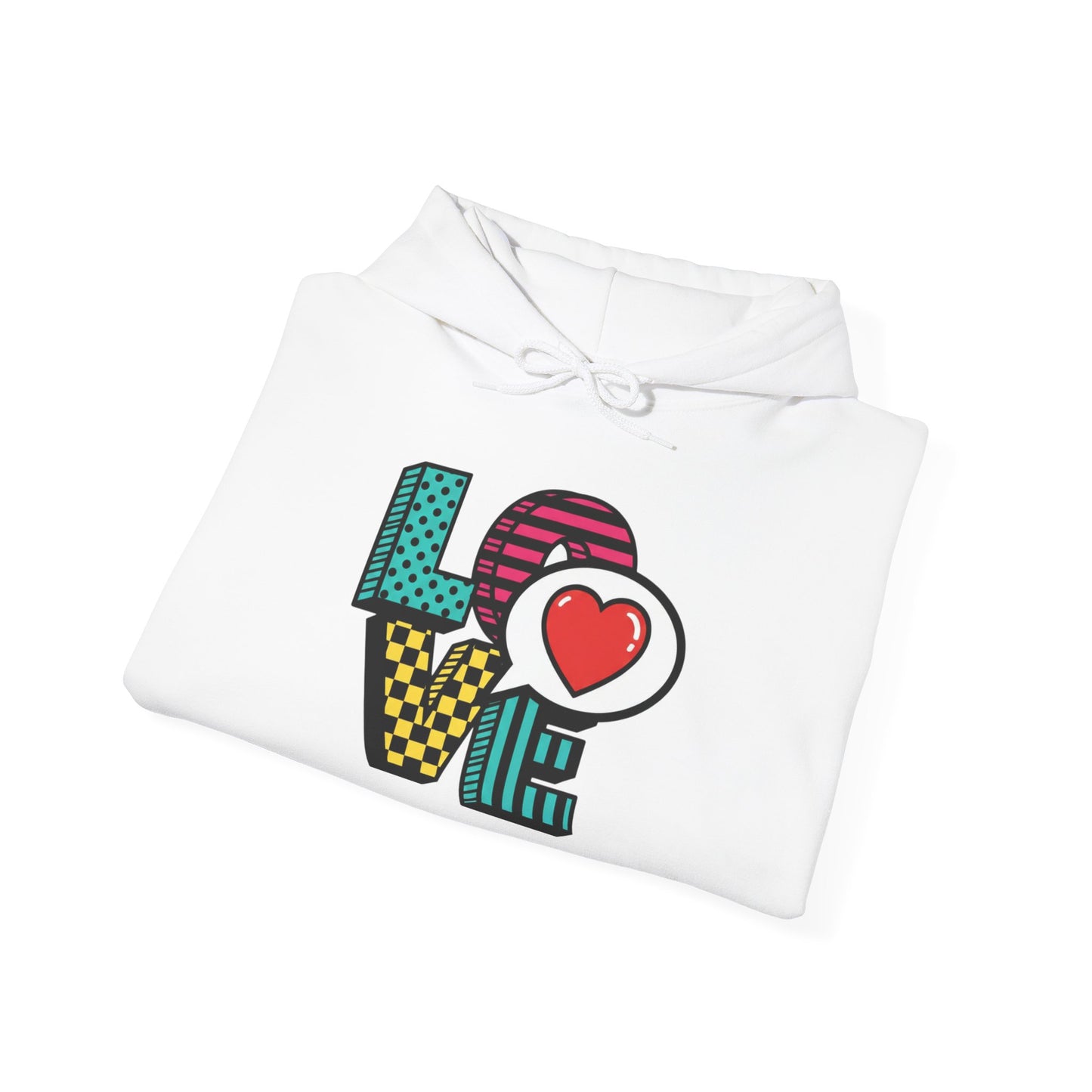 Pop Art LOVE Hoodie | Colorful Retro Heart Lettering