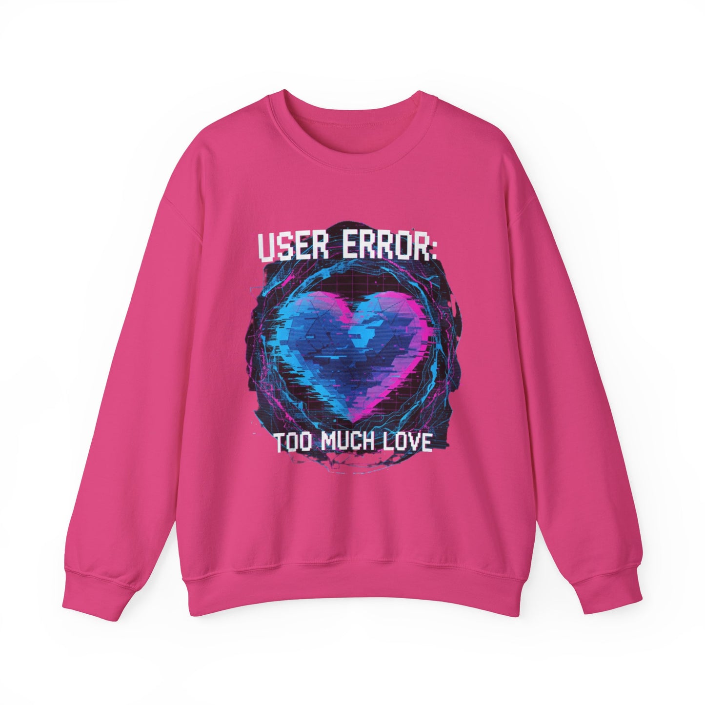 Glitch Heart Too Much Love Sweater | Vaporwave Retro Pixel Heart sweater