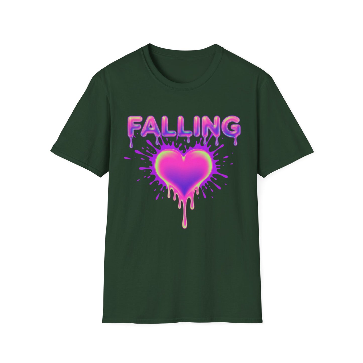 Falling Drip Heart T-Shirt | Neon Pink Purple Splash