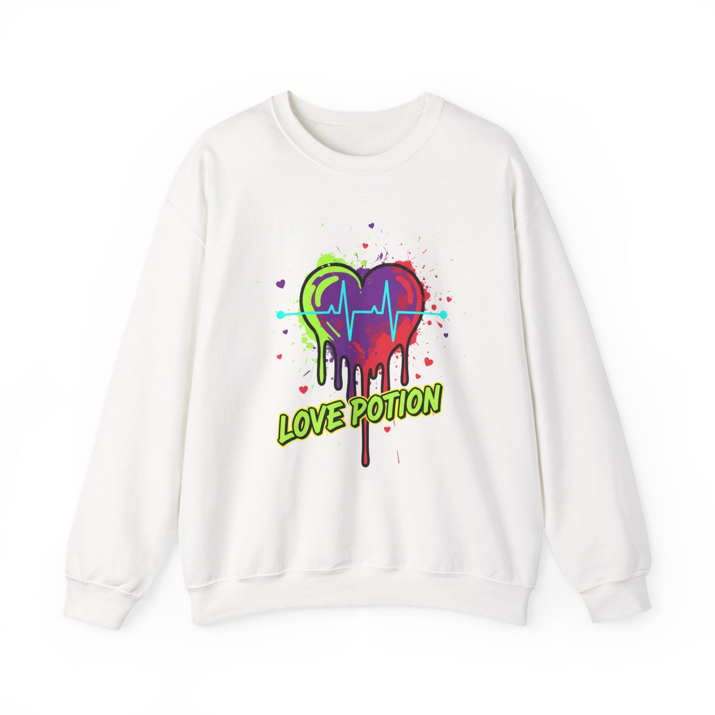 Neon Drip Heart Love Potion sweater | Vibrant EKG Graphic