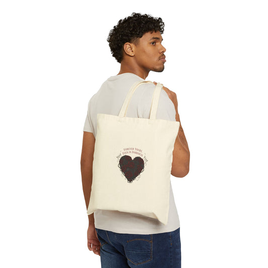 Dark Rose Heart Tote | goth valentine, emo love canvas tote