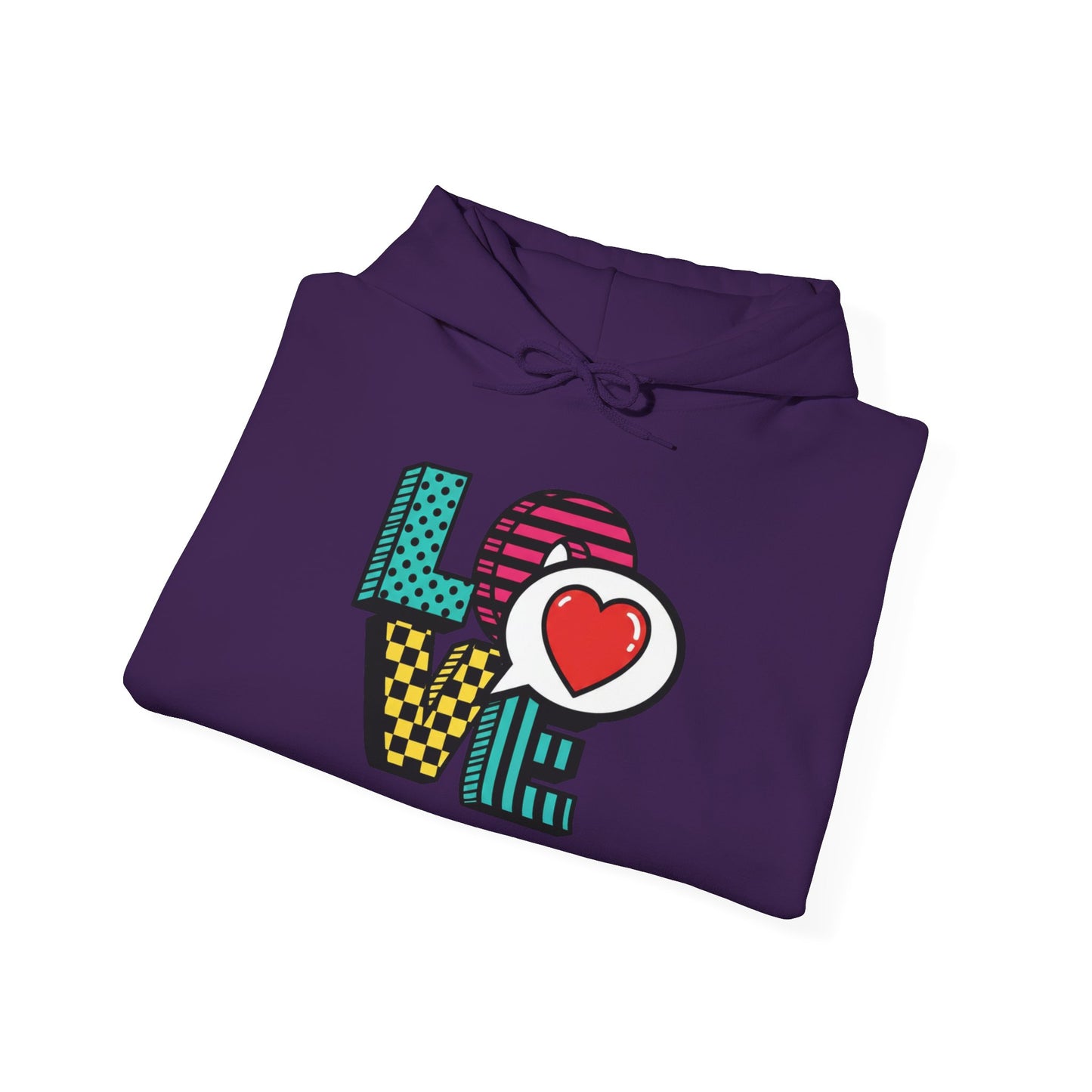 Pop Art LOVE Hoodie | Colorful Retro Heart Lettering