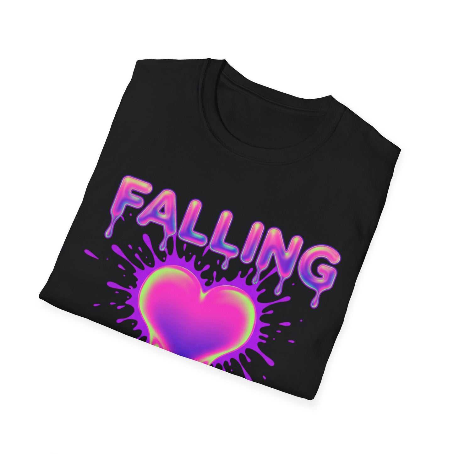 Falling Drip Heart T-Shirt | Neon Pink Purple Splash