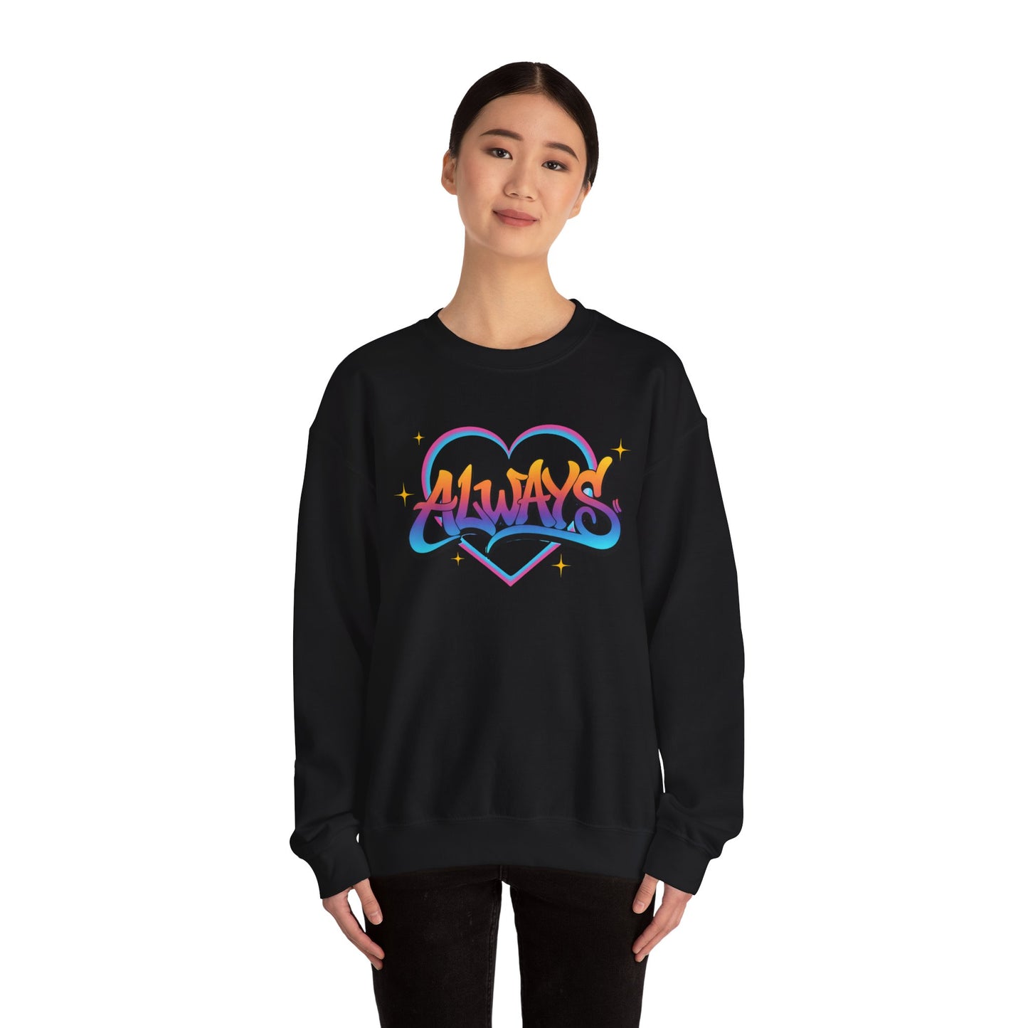 Always Love graffiti design Sweater | colorful script heart