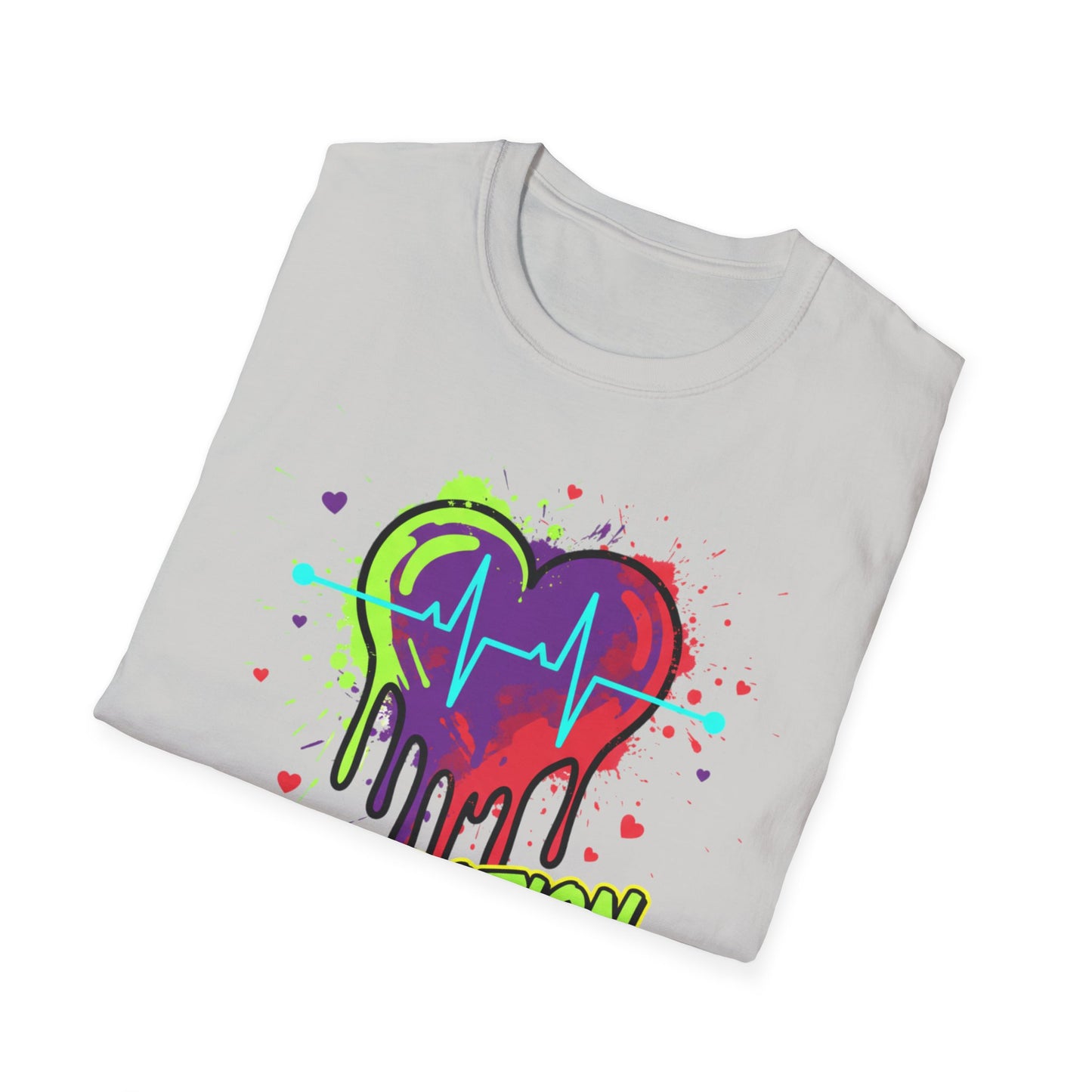 Neon Drip Heart Love Potion T-Shirt | Vibrant EKG Graphic