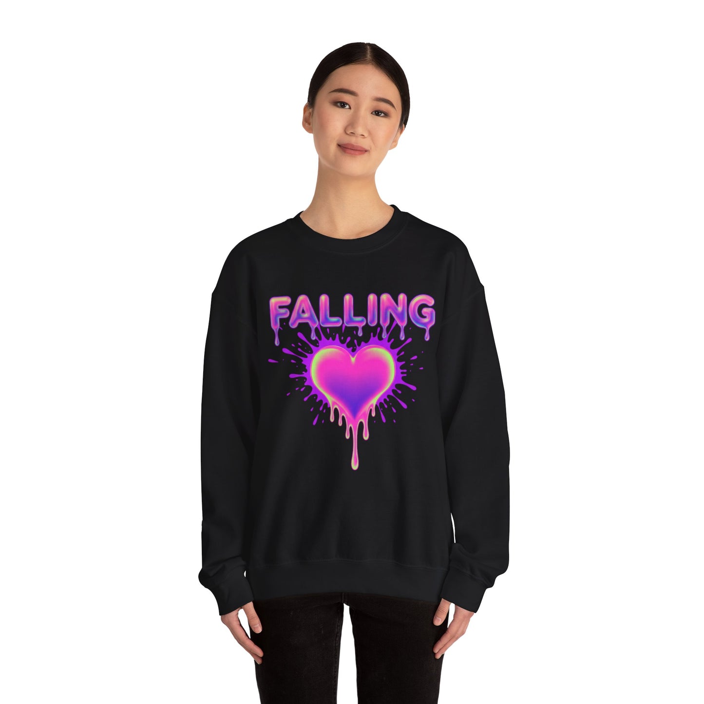 Falling Drip Heart Sweater | Neon Pink Purple Splash