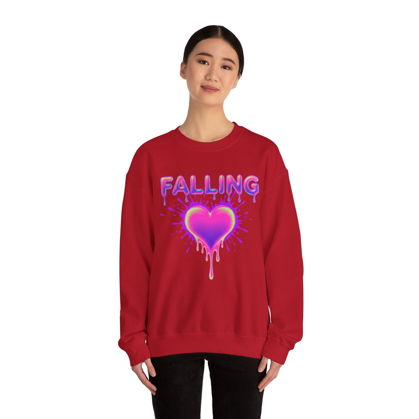 Falling Drip Heart Sweater | Neon Pink Purple Splash