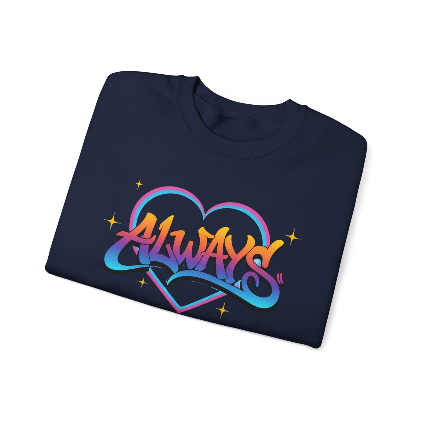 Always Love graffiti design Sweater | colorful script heart