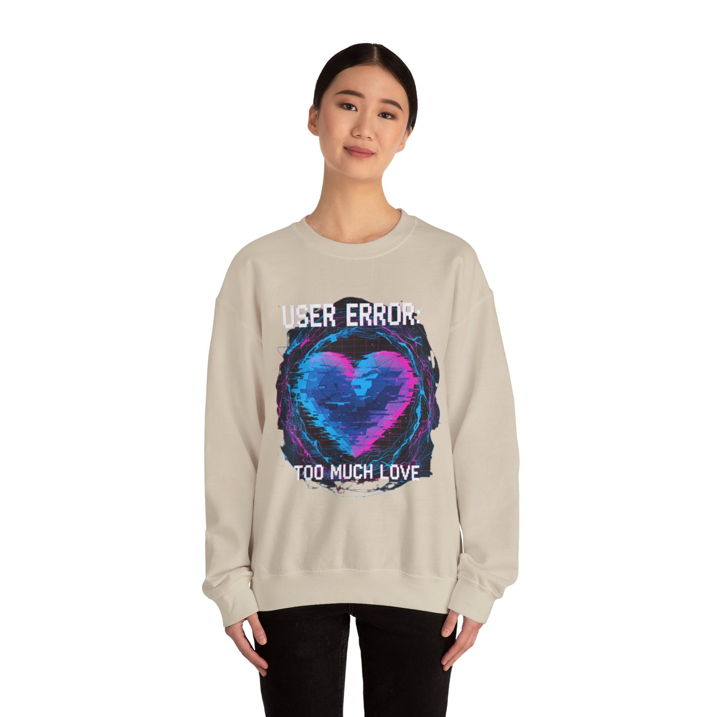Glitch Heart Too Much Love Sweater | Vaporwave Retro Pixel Heart sweater