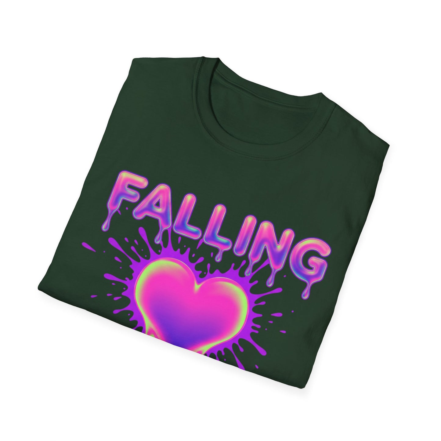 Falling Drip Heart T-Shirt | Neon Pink Purple Splash