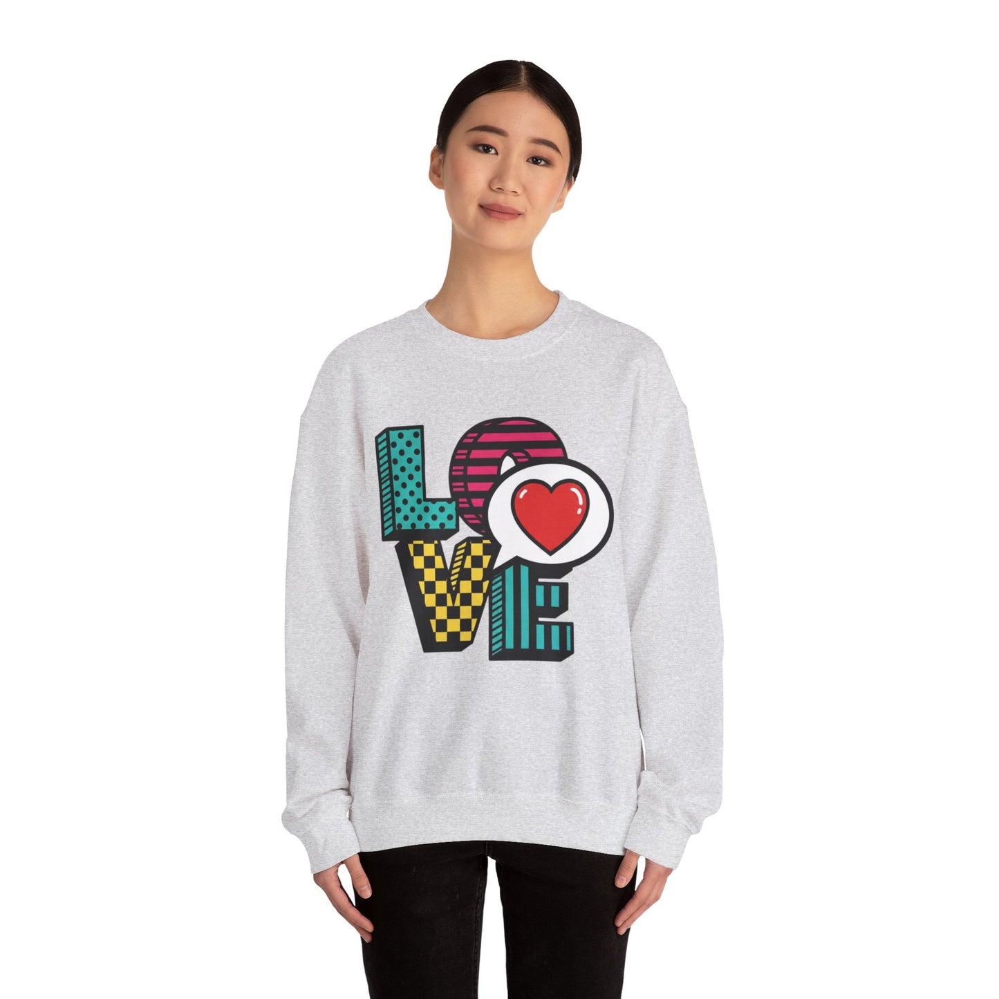 Pop Art LOVE Heart Sweater | Graphic Typography crewneck