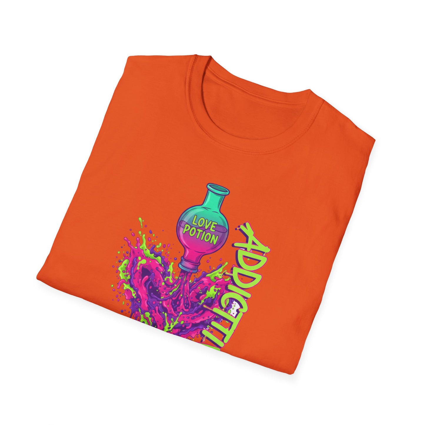 Love Potion Heart Splash T-Shirt | Addictive Neon Potion Design