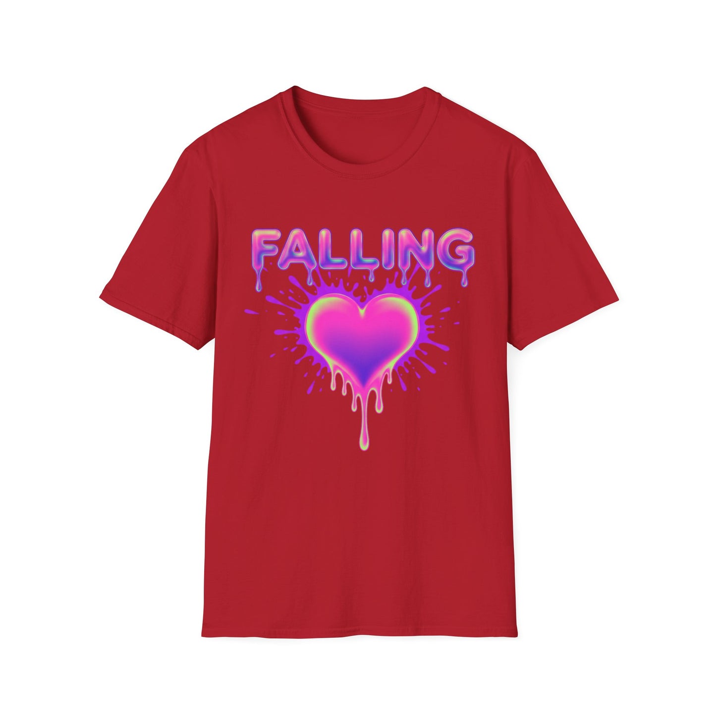 Falling Drip Heart T-Shirt | Neon Pink Purple Splash
