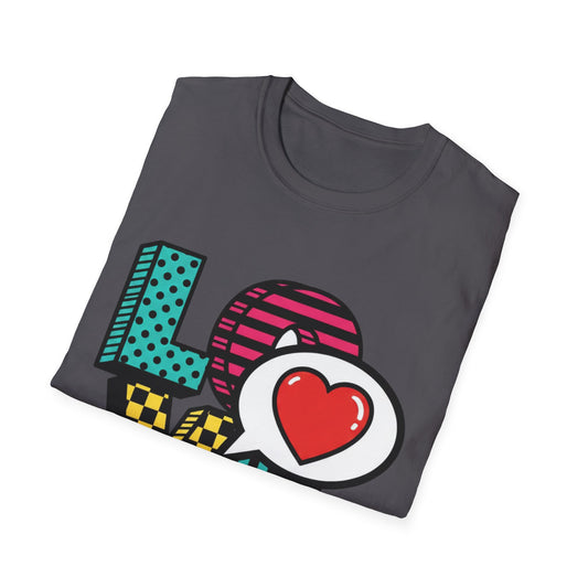 Pop Art LOVE Heart T-Shirt | Graphic Typography Tee