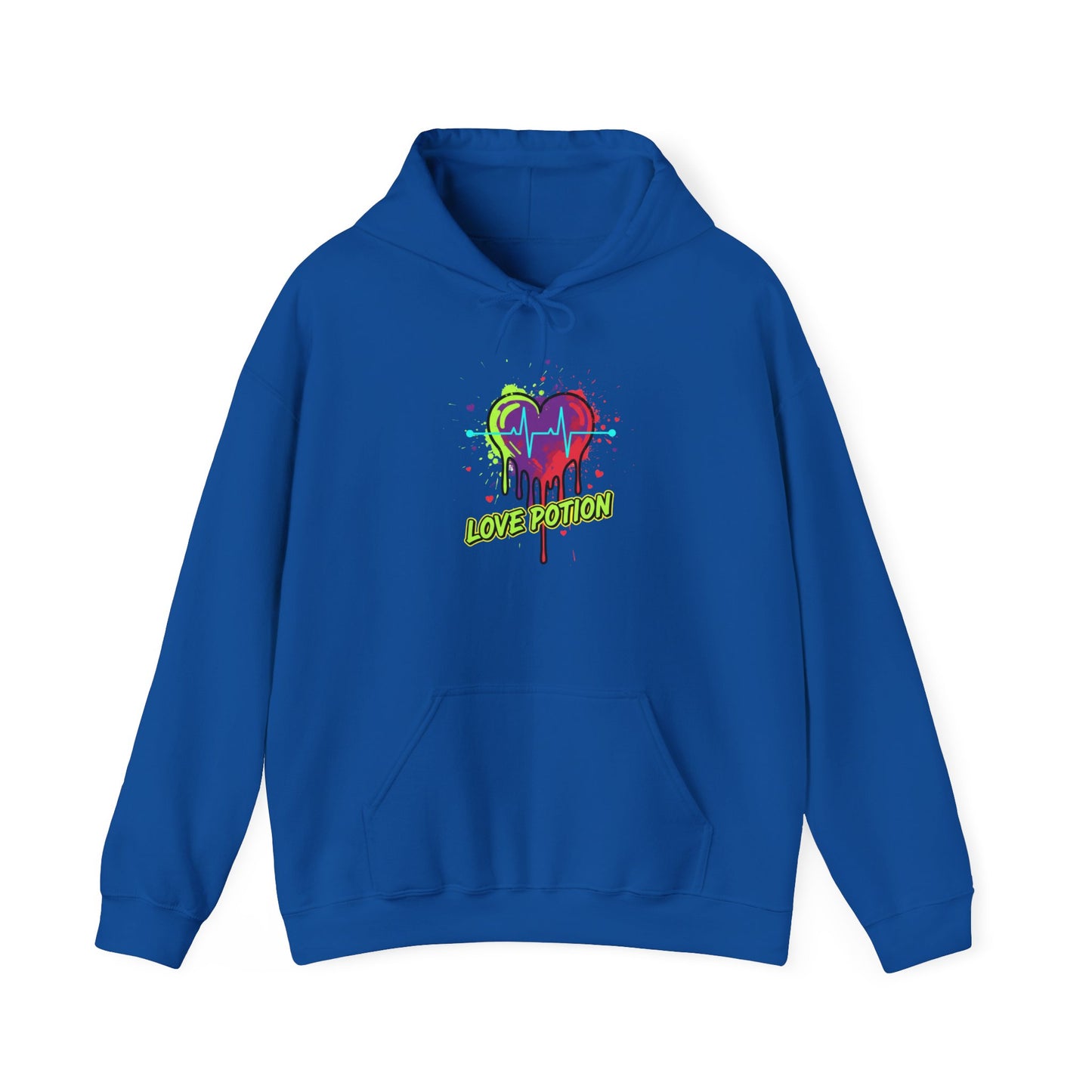 Neon Drip Heart Love Potion Hoodie | Vibrant EKG Graphic