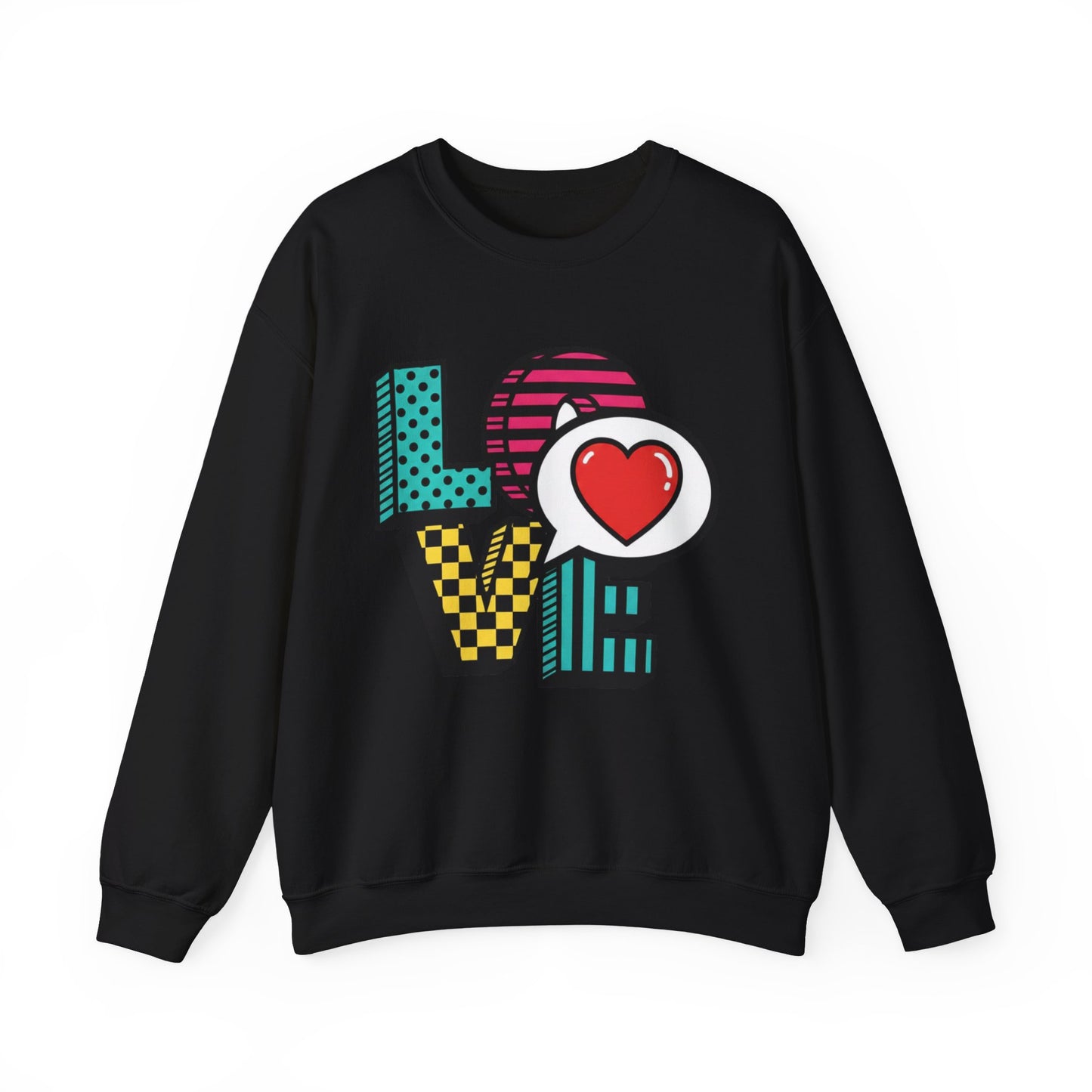 Pop Art LOVE Heart Sweater | Graphic Typography crewneck