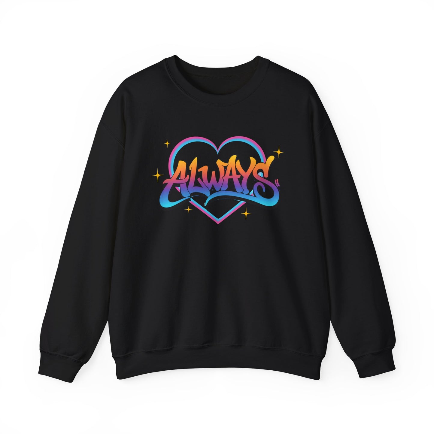 Always Love graffiti design Sweater | colorful script heart