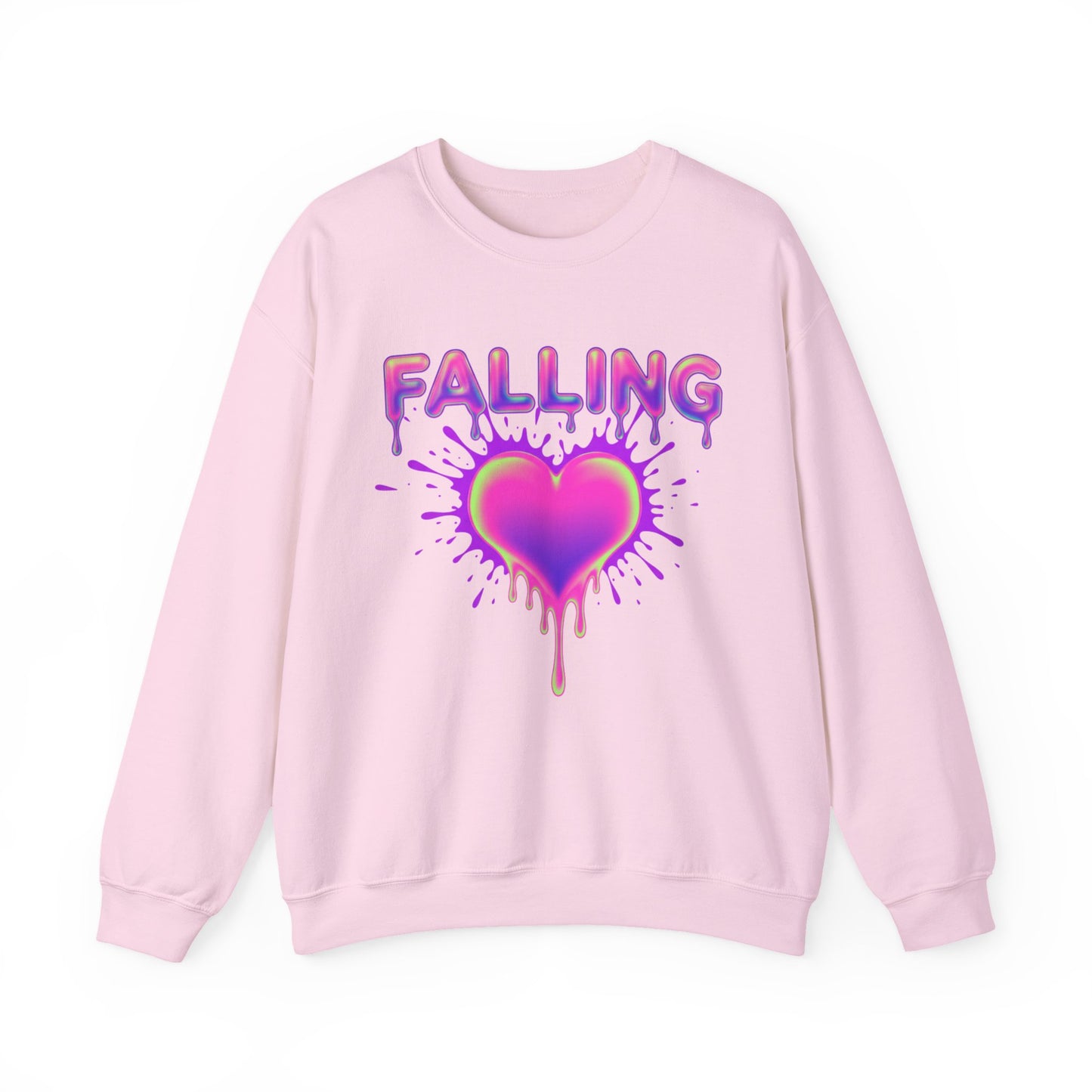 Falling Drip Heart Sweater | Neon Pink Purple Splash