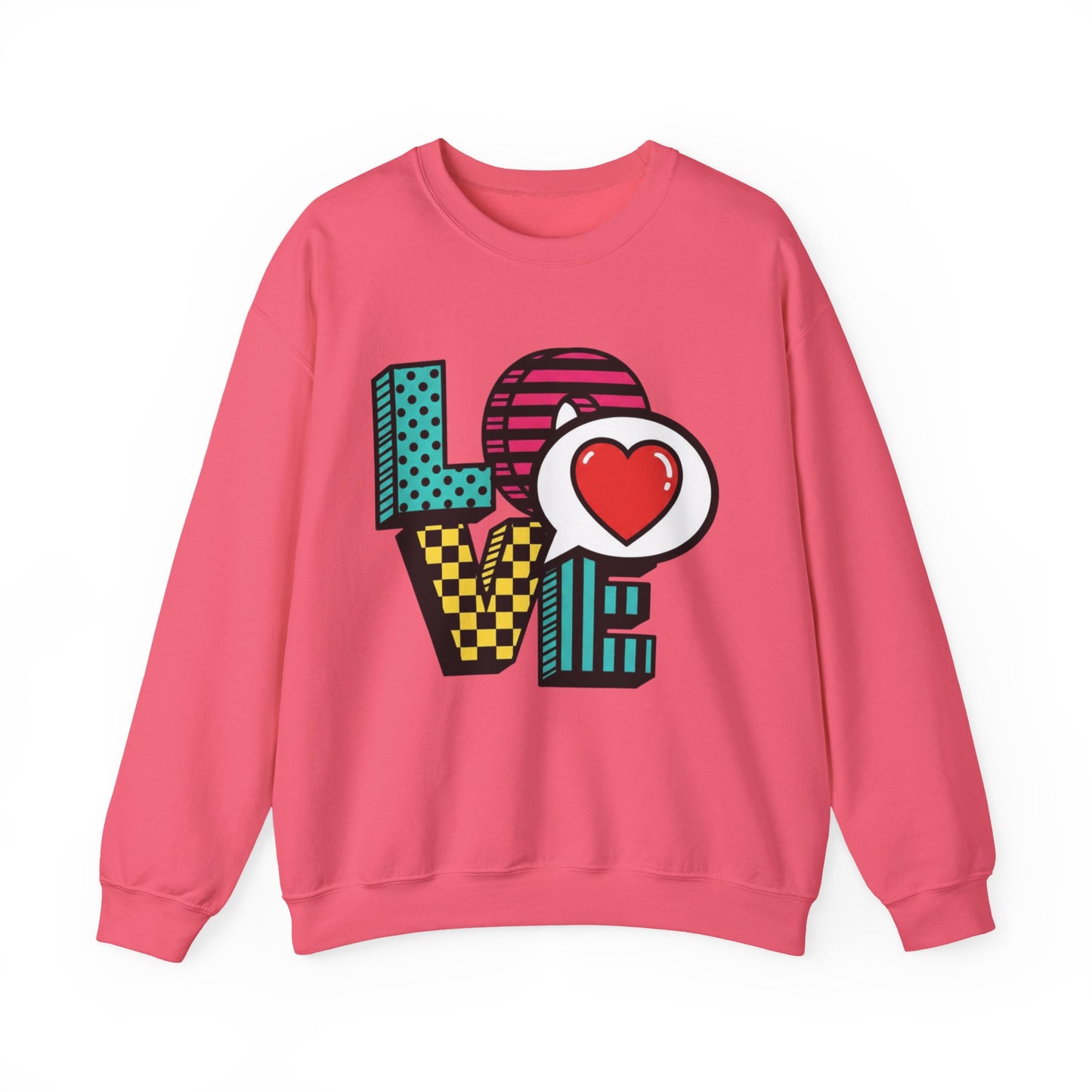 Pop Art LOVE Heart Sweater | Graphic Typography crewneck