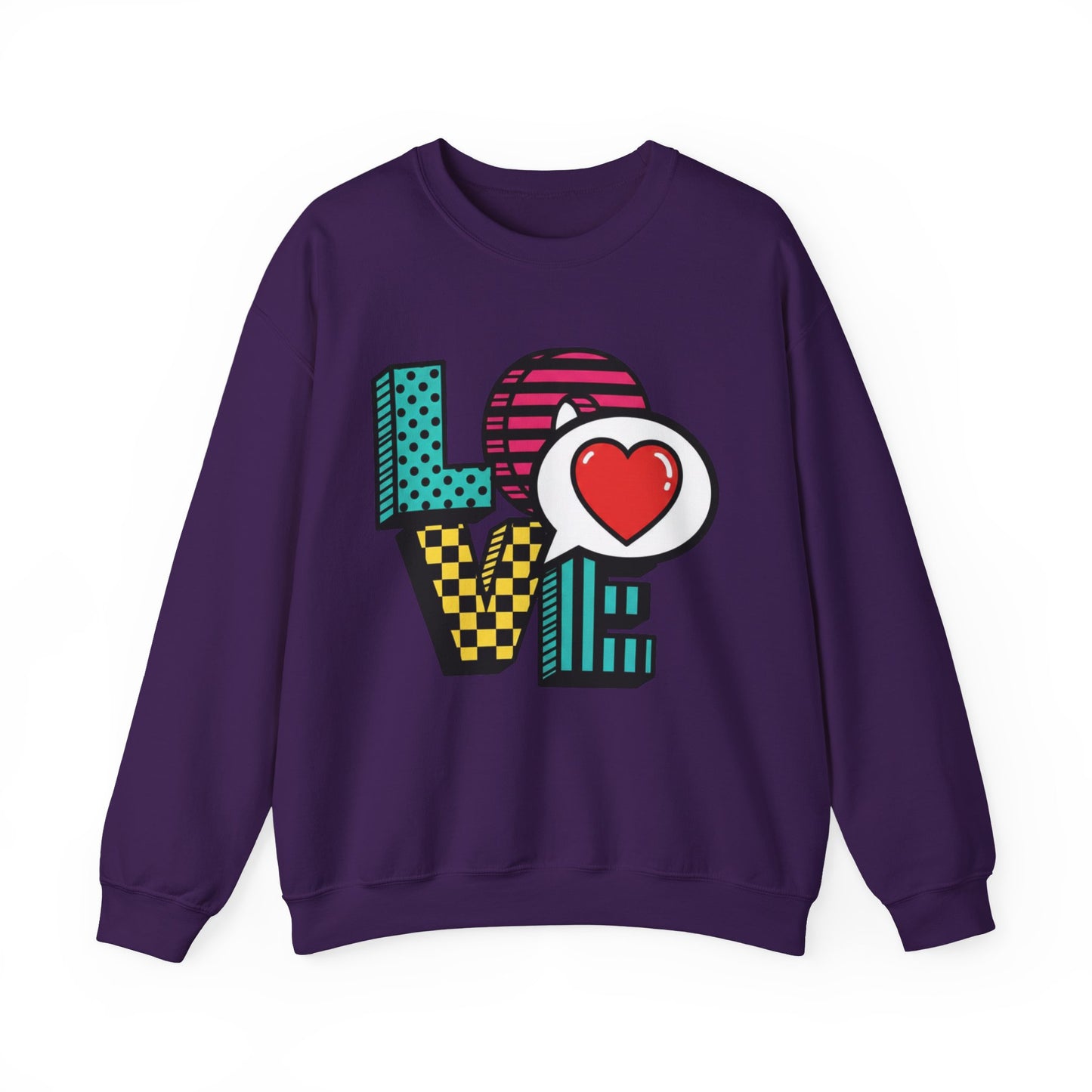 Pop Art LOVE Heart Sweater | Graphic Typography crewneck