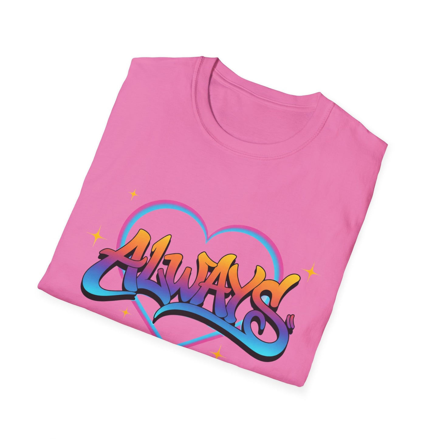Always Love graffiti design T-Shirt | colorful script heart